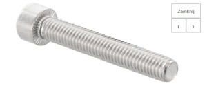 Śruba z łbem walcowym  M8x25 do 40 DIN 912 A2 gwint pełny op.100 szt.